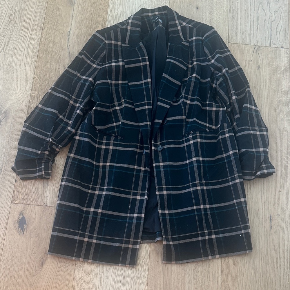 1. State Black and Tan Plaid Jacket 18W